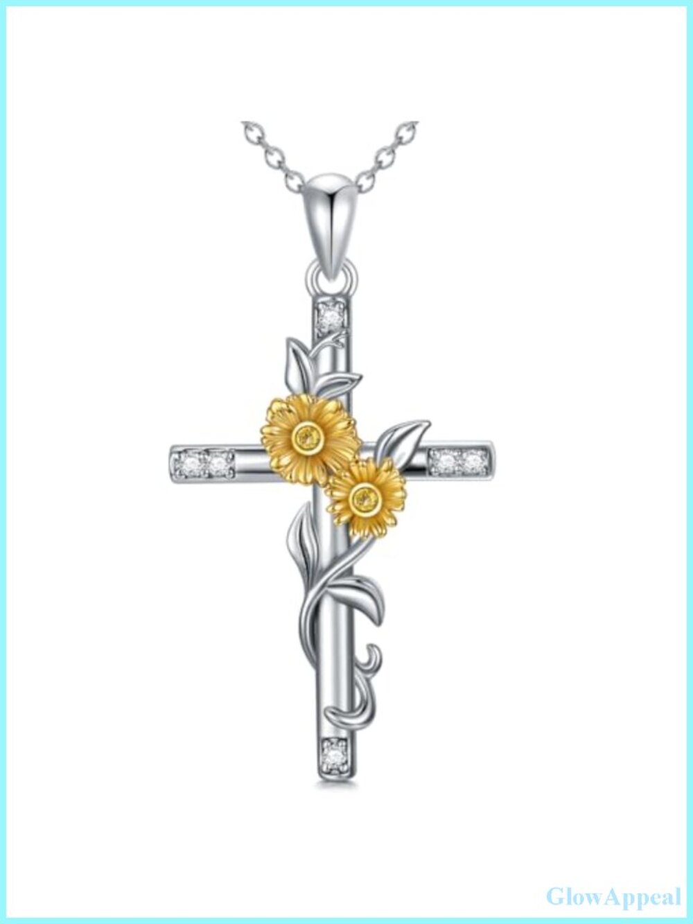 925 Sterling Silver Infinity Cross Necklace Women Lab Grown Diamond Pendant